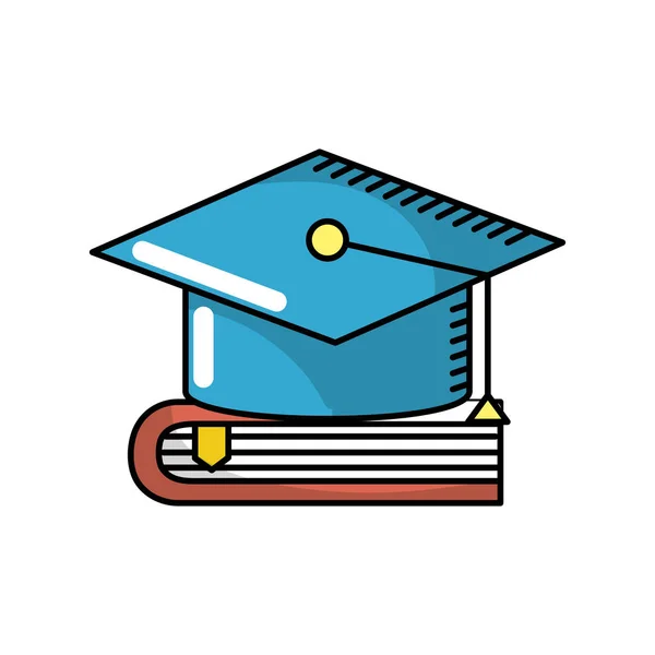 Graduation Casquette Sur Illustration Vectorielle Livre Proche — Image vectorielle