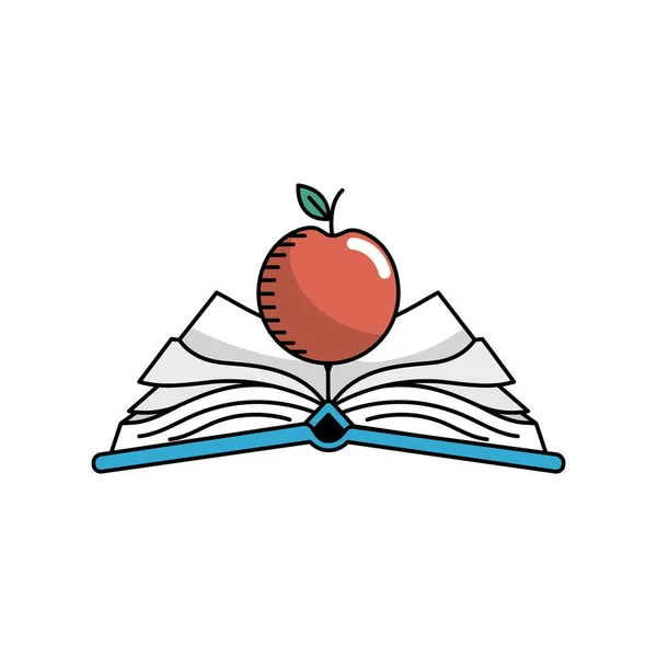 Відкритий Блокнот Паперами Яблучними Фруктами Векторні Ілюстрації — стоковий вектор