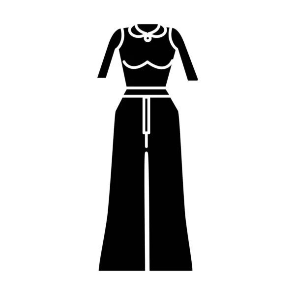 輪郭のカジュアルなブラウスとパンツ スタイルを着用 ベクトル イラスト — ストックベクタ