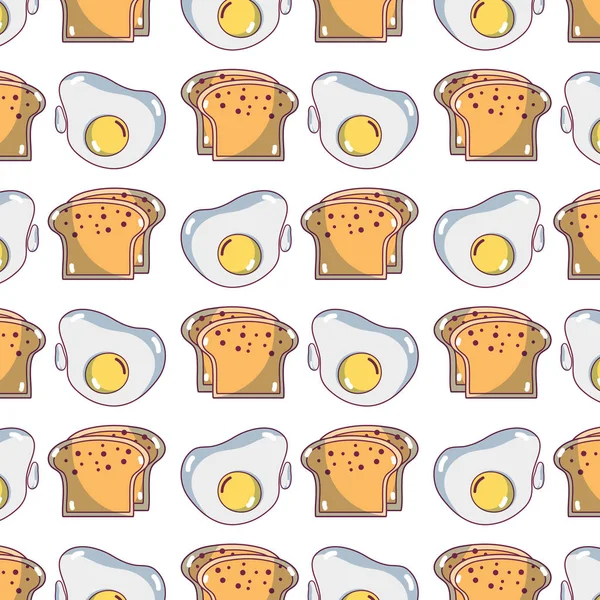 Вкусный Кусок Хлеба Векторная Иллюстрация Заднем Плане Жареного Яйца — стоковый вектор