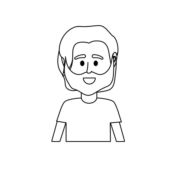 Línea Avatar Hombre Con Camiseta Diseño Vector Icono Ilustración — Vector de stock