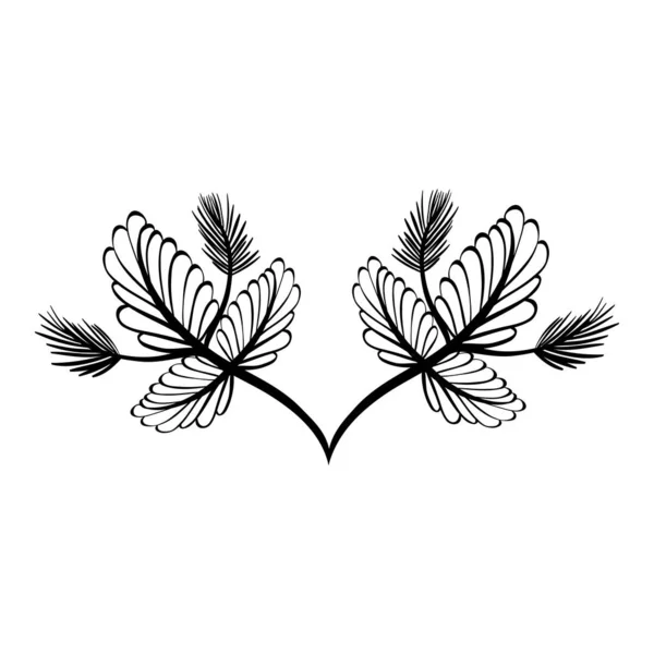 Branche Rustique Fleurs Décoration Dessin Vectoriel Illustration — Image vectorielle