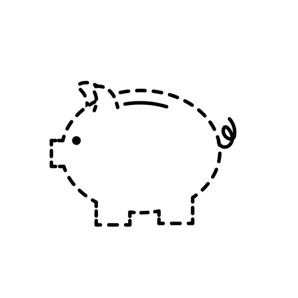 Пунктирна Форма Гарний Дизайн Свині Економії Грошей Векторні Ілюстрації — стоковий вектор