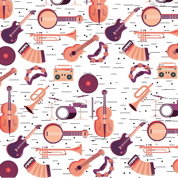 Instrumentos Profissionais Para Música Festival Fundo Vetor Ilustração — Vetor de Stock