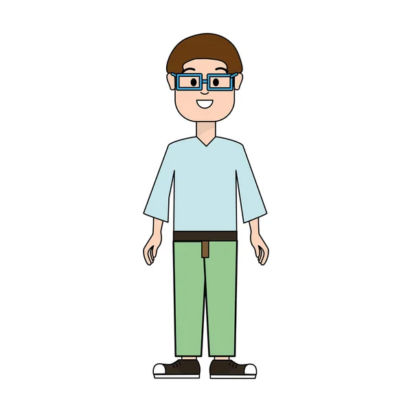 Hombre Viejo Con Gafas Camisa Pantalones Ilustración Vectorial — Archivo Imágenes Vectoriales