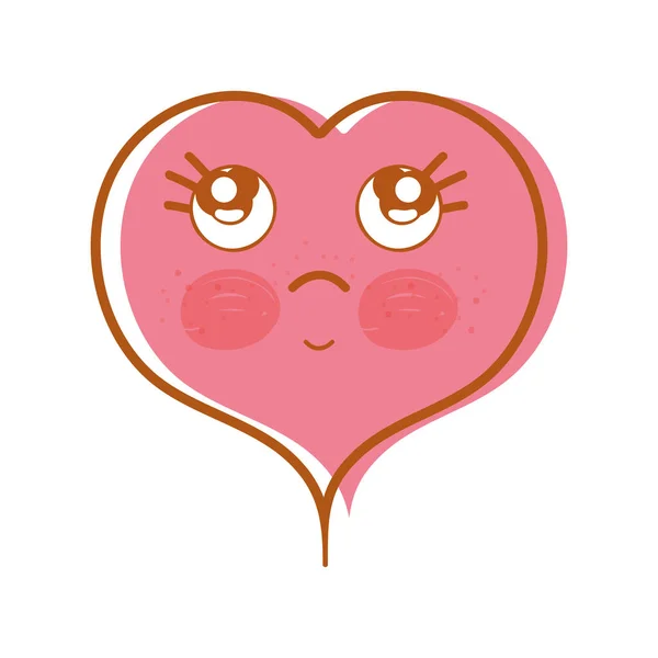 Kawaii Lindo Corazón Feliz Diseño Vector Ilustración — Vector de stock