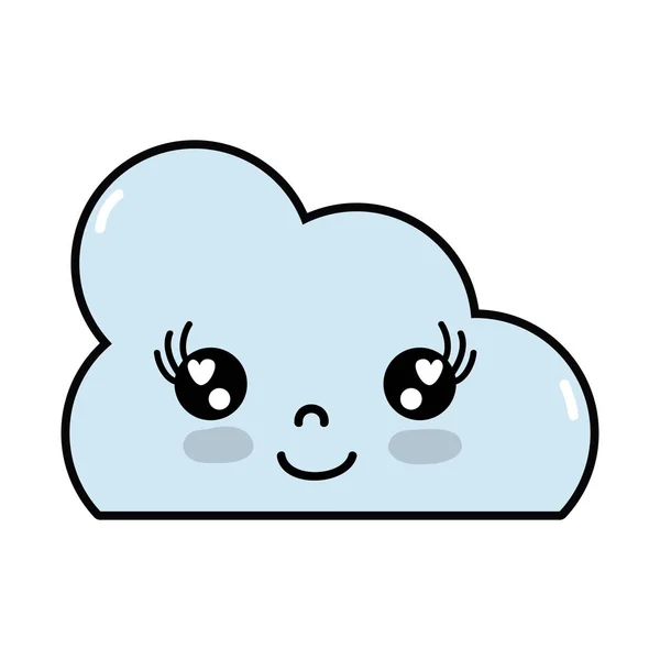 Kawaii Mignon Nuages Heureux Illustration Vectorielle Météo — Image vectorielle