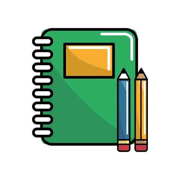 Rings Notebook Tool Pencils Icon Vector Illustration — Stock Vector