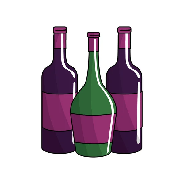 Wijnflessen Smaak Drank Vector Illustratie Ontwerp — Stockvector
