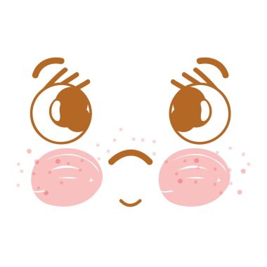 yanaklar ve ağız, vektör çizim ile Kawaii üzgün yüz