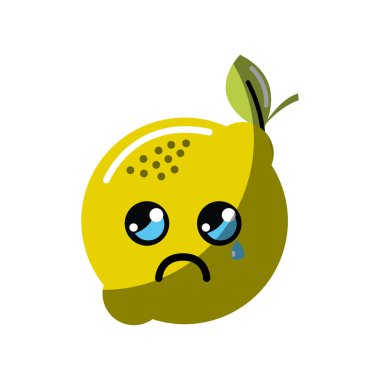 Kawaii güzel ağlayan limon kutsal kiþilerin resmi, vektör çizim tasarım
