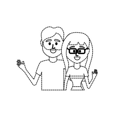 noktalı şekli çift ile birlikte rahat kıyafetler vektör çizim tasarım