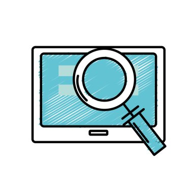 ekran teknolojisi bilgi ve Büyüteç Camı vektör çizim ile