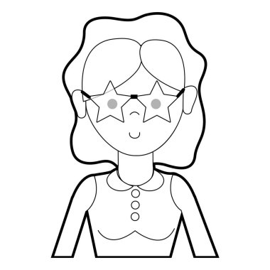 güzel kadın gözlük ve bluz bez, vektör çizim ile satır