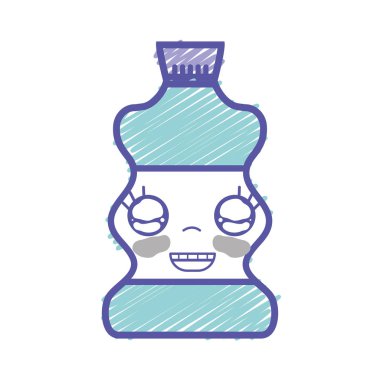 Kawaii şirin mutlu İçecek şişe vektör çizim