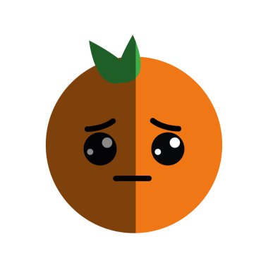 Kawaii şirin üzgün turuncu meyve, vektör çizim