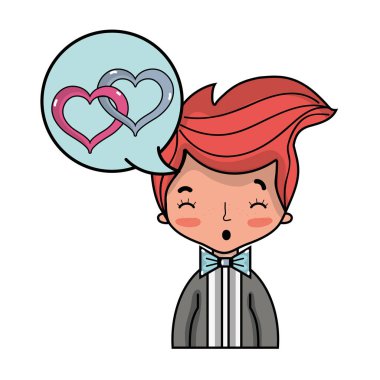 saç modeli ve sohbet kabarcık vektör çizim ile şirin adam