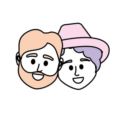 çift kafa ile birlikte saç modeli tasarım illüstrasyon vektör