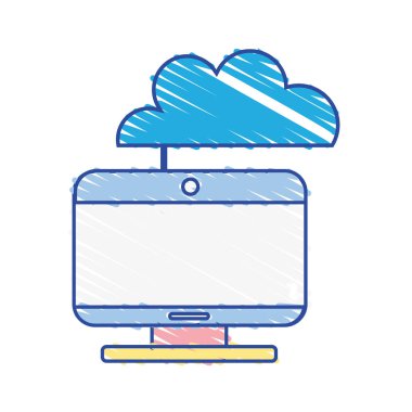 bilgisayar teknolojisi bulut veri merkezi vektör çizim ile