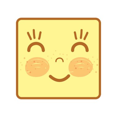 yanaklar ve gözler, vektör çizim ile Kawaii mutlu yüz