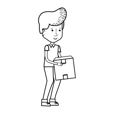 siluet teslimatçı paketi kutusu dağıtım, vektör çizim ile