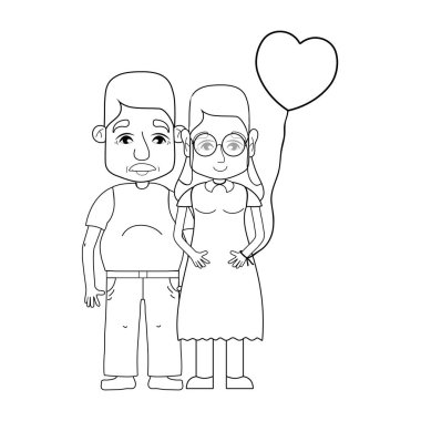 coupe yaşlılar gözlük ve saç modeli vektör çizim ile satır