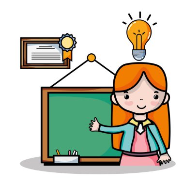 öğrencilere öğretmen kadın Yönetim Kurulu ile vektör çizim