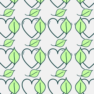 doğal yaprak arka plan, vektör çizim ile güzel kalp