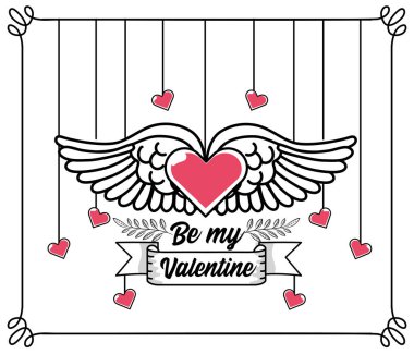 kalp velentine gün kutlama vektör çizim için kanatlı