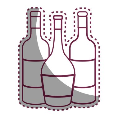 etiket satırı lezzetli şarap şişeleri içecek simgesi, vektör çizim tasarım