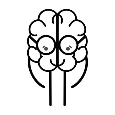 satırı simgesi çok güzel kawaii beyin gözlüklü, vektör çizim