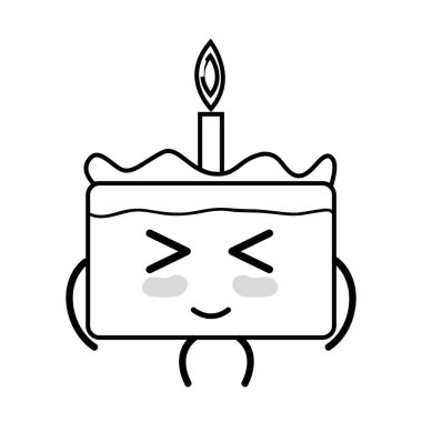 satır kawaii şirin komik pasta tatlı vektör çizim