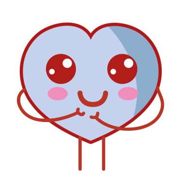 Kawaii şirin mutlu kalp aşk vektör çizim