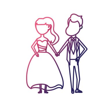 satır mutlu çift birlikte ve romantik kutlama vektör çizim