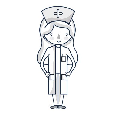 satır profesyonel hemşire baş vektör çizim şapka ile