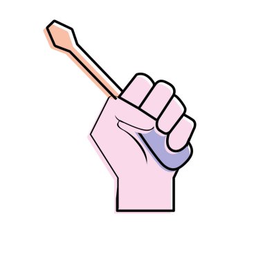 tornavida ekipman hizmet sektörü onarım el vektör çizim