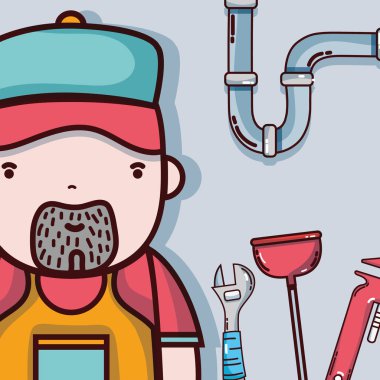 Tesisatçı onarım mekanik aleti vektör çizim ile