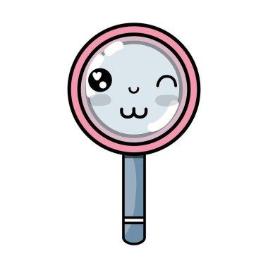 Kawaii şirin komik Büyüteç vektör çizim