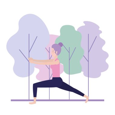 fitness kadının Yoga egzersiz vektör çizim yapması