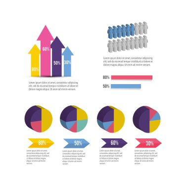 izometrik Infographic iş diyagramı bilgi vektör çizim