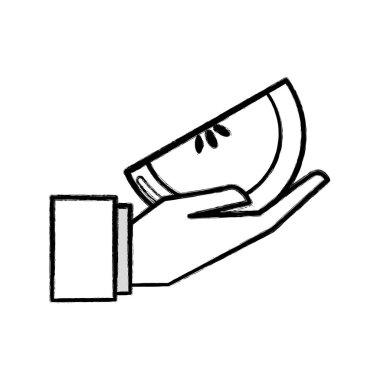 organik elma meyve el simgesi, vektör çizim şekil