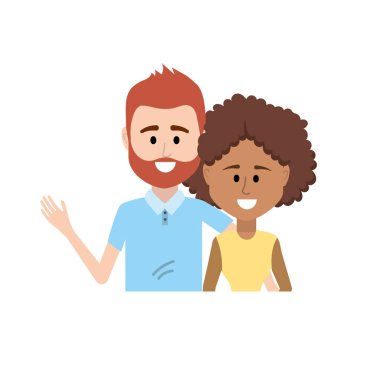 Çift birlikte rahat kıyafetler vektör çizim tasarım