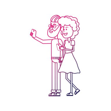 saç modeli ve el vektör çizim içinde smartphone ile güzellik çift hat