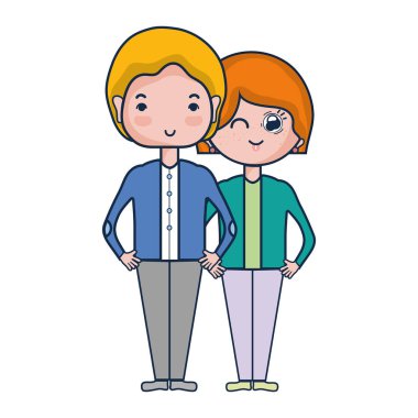 Güzellik çift ile birlikte saç modeli tasarım illüstrasyon vektör