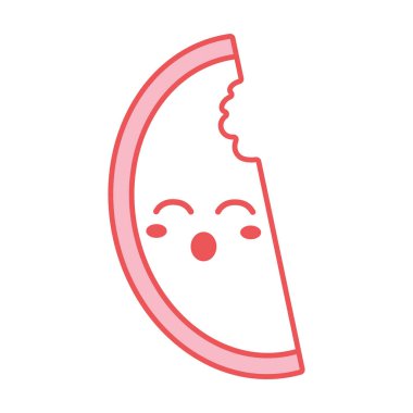 Kawaii şirin komik dilim elma meyve vektör çizim