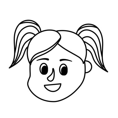 avatar kız baş saç modeli tasarım vektör çizim ile satır