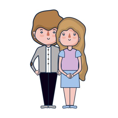 Güzellik çift ile birlikte saç modeli tasarım illüstrasyon vektör