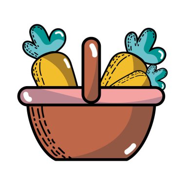 süpermarket sepet havuç sebze beslenme vektör çizim ile