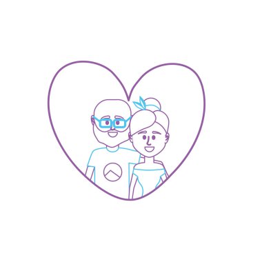 Çift birlikte kalp tasarlamak vektör içinde satır