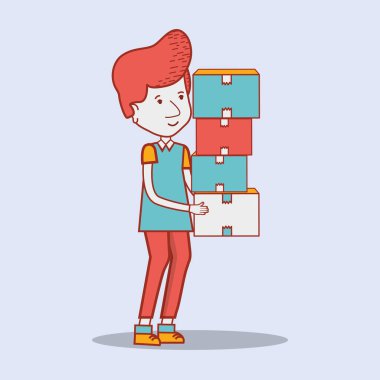 teslimatçı paketleri kutusu dağıtım, vektör çizim ile